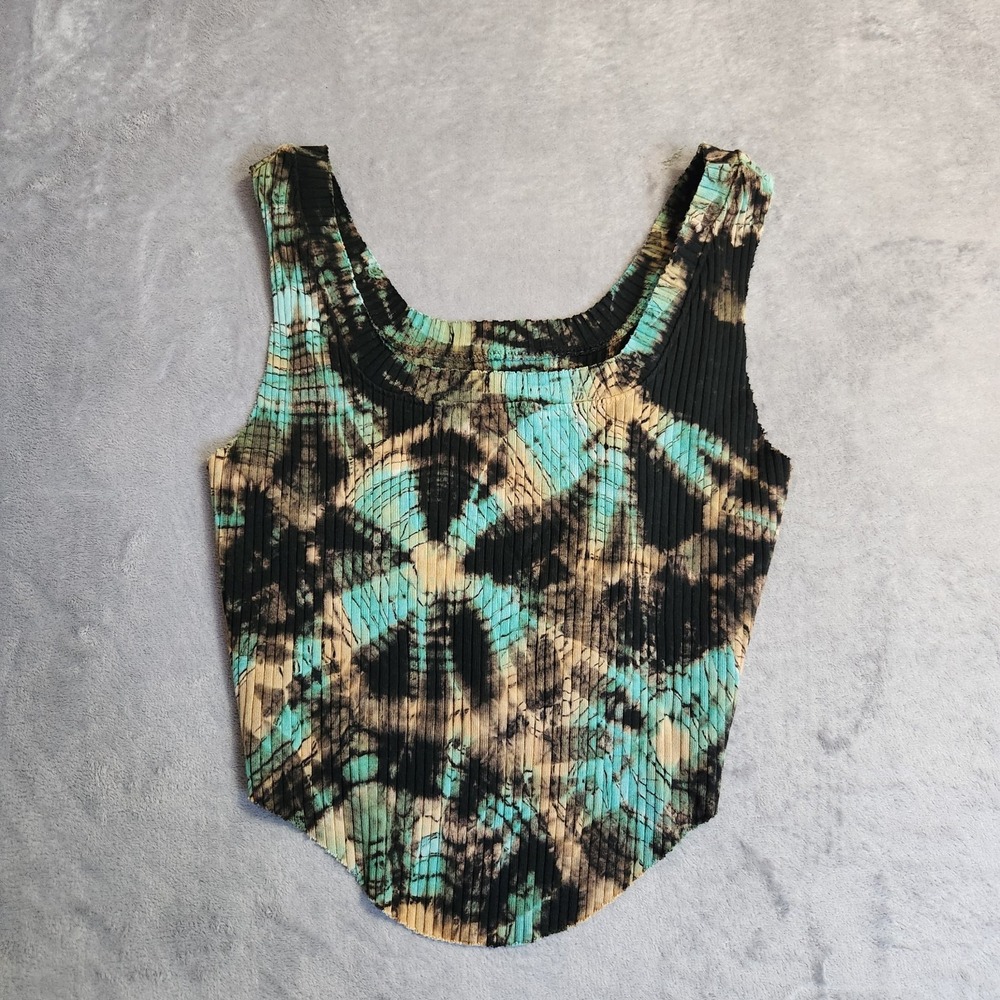 Cotton Citizen Ibiza Square Neck Tank Top Medium Ribbed Tie Dye Asymmetrical M
